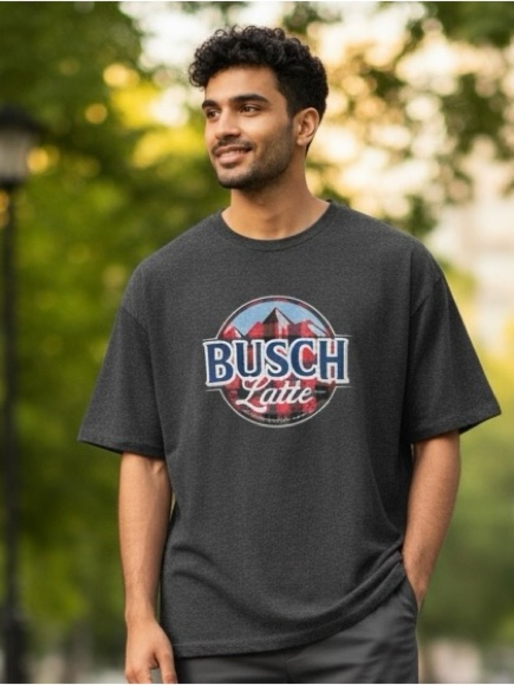 Busch Latte Short-Sleeve Crew Tee in Charcoal